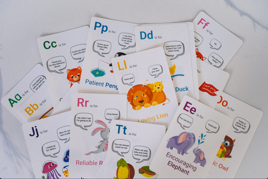 The cutest character building flash cards (A-Z)