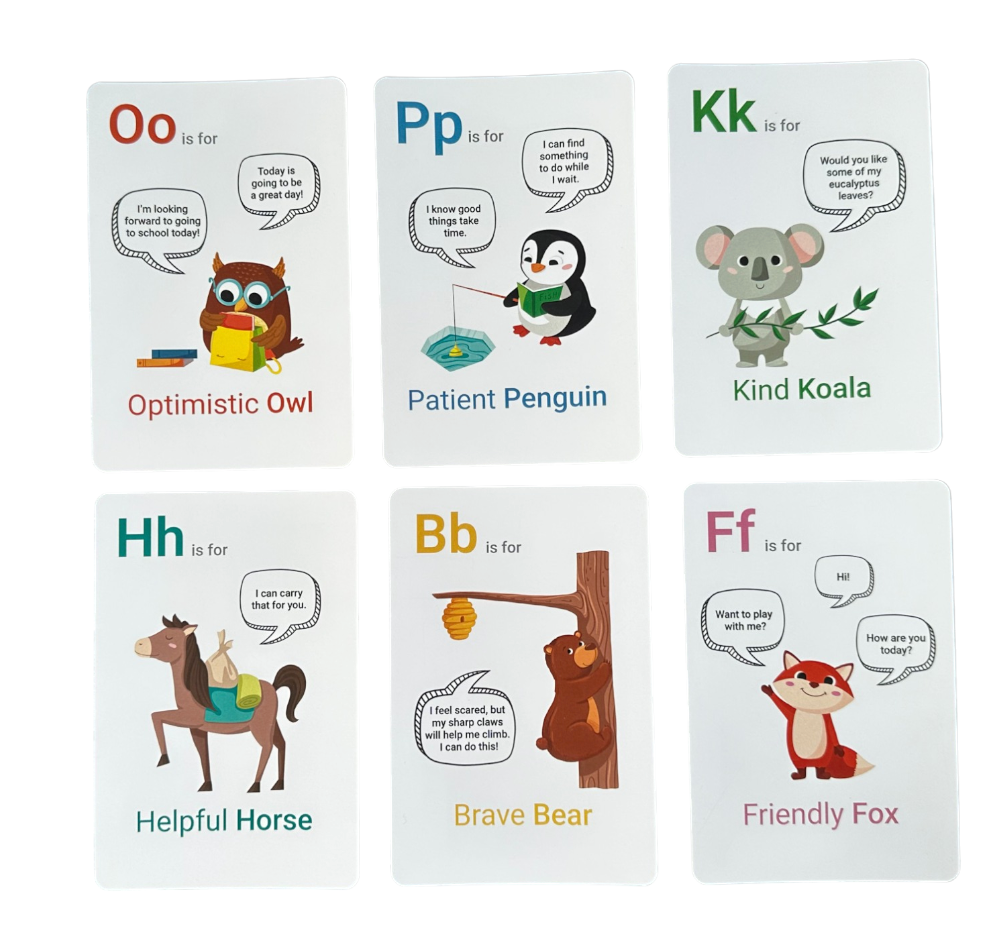The cutest character building flash cards (A-Z)
