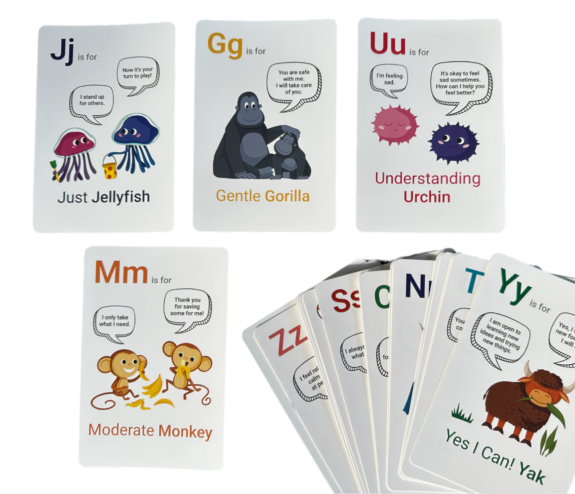 The cutest character building flash cards (A-Z)